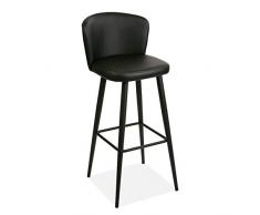 Versa 17921721 - Sedia alta da cucina o bar Brenna, in metallo di colore nero, con schienale e poggiapiedi, 103 x 37 x 38 cm
