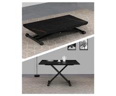 VOLERO, Tavolo Trasformabile Salvaspazio, Modello Ulisse medium, Meccanismo Saliscendi, Top in Legno Color Nero Effetto Marmo, Struttura in Acciaio Color Grigio.