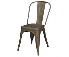 Duhome Sedia da Sala da Pranzo in Metallo Ferro Metallico Opaco Marrone con Schienale Stile Vintage impilabile Design Industriale Selezione Colore 666