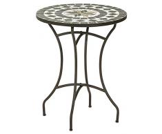Dehner Diana - Tavolo da Giardino, Ø 60 cm, Altezza 72 cm, Metallo, Effetto Mosaico, Marrone/Grigio/Bianco