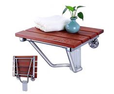 ilbcavne Sedile per Doccia Pieghevole da Muro,Sgabello Doccia Legno Impermeabile,Panca in Legno,per Bagno,Spa,Interni ed Esterni,Sedia per Doccia for Anziani,disabili Portatori Handicap