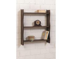 spaceshop Libreria Piattaia in Legno Colore Noce 60x15x70 cm 3 Piani