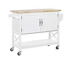 Beliani Carrello da Cucina Portavivande Bianco e Legno Chiaro con Cassetti Mele