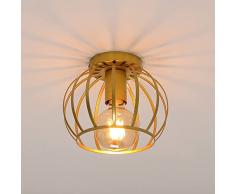 Plafoniera Vintage E27 Soffitto, Lampada da Soffitto Industriale in Metallo Oro Stile Loft, Lampadario da Soffitto Classico per Corridoio, Sala da Pranzo, Cucina, Ufficio, Ristorante