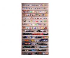 Alsino V57 Vetrina espositiva | 60 x 115 x 6 cm | in Legno di Betulla Non trattato | 16 Ripiani | 4 Ante plexiglass scorrevoli | Modellismo | Collezionismo | Scala N e Z