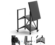 ZYFA Carrello Pieghevole della Cucina a 3 Livelli Carrello di Servizio, portavivande da Cucina in Metallo,Scaffale da Cucina,4 Ruote Girevoli