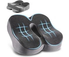 Elviros Cuscino Sedia Ufficio Altezza Regolabile(Due durezze), Cuscino per Sedile Memory Foam, Cuscino Sedia, Cuscino Antidecubito per Sedia a Rotelle, Ufficio, Sedia da Gioco, Medio (50-80 kg), Nero