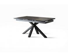 Sololed Tavolo Allungabile da 160cm a 240cm Moderno da Sala Da Pranzo con Due Allunghe Top in Ceramica su Vetro Temperato e Gambe in Metallo (Portoro)