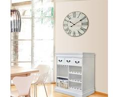 Mobili Rebecca® Cantinetta Mobile mobiletto porta bottiglia 3 Cassetti Legno Bianco Casa Country Salotto Soggiorno Cucina (Cod RE4008)