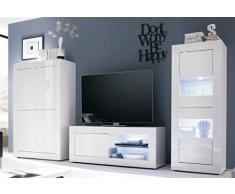 CREDENZA MODERNA 4 ANTE IN LEGNO LACCATO BIANCO LUCIDO
