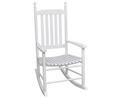 vidaXL Legno Massello Sedia a Dondolo Bianca Linee Curve Poltroncina Giardino