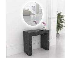 VE.CA. TAVOLO CONSOLLE VENERE CONSOLLE ALLUNGABILE DA 40 A 300 CM, IN DIVERSE COLORAZIONI, ARREDO CUCINA, ARREDO CASA (Marmo Nero)