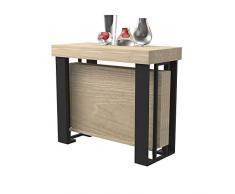 Tavolo consolle allungabile Urano con porta allunghe - legno laminato e gambe in acciaio nero opaco - allungabile da 40 cm 300 cm, in 10 colorazioni legno - arredo cucina casa design (Rovere rock)