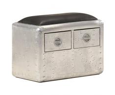 APCSA Mobile-Panca Aviator 59 cm Argento e Nero Vera Pelle-Panchine