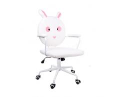 GIOSEDIO Sedia da scrivania per bambini, regolabile in altezza, comoda e stabile, girevole a 360°, per bambini, regolabile in altezza, con schienale e braccioli, coniglio