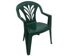SF SAVINO FILIPPO 4 Pz Poltrona Sedia Tropea in Dura Resina di plastica Verde impilabile con braccioli Schienale Alto per Bar Campeggio sagra Ristorante Giardino