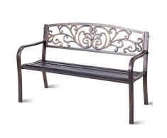 COSTWAY Panca da Giardino, Panchina da Esterno con Schienale e Braccioli 126 x 60 x 85 cm (Bronzo)