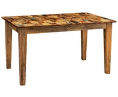 Biscottini Tavolo legno massello 140x90 cm Made in Italy | Tavolo legno grezzo riciclato | Tavolo da pranzo in legno massello | Tavolo sala