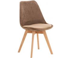 CLP Sedia Pranzo Imbottita Linares in Polipropilene I Similpelle I Stoffa I Velluto I Sedia Scandinava Design Tulip Telaio in Legno, Colore:Marrone, Materiale:Velluto