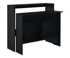 vidaXL Tavolo da Bar a 2 Livelli da Colazione Moderno Elegante Robusto Bancone Tavolino Alto da Cucina 130x40x120 cm Nero in Truciolato