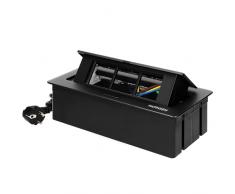 NORGEN NOEN Cassetta Per Mobili Da Incasso Nel Piano Del Tavolo Con Telaio In Pvc Integrato Per Prese Modulari Presa A Scomparsa 3 X 45x45 Mm O 6 X 22,5x45 Mm Cavo Da 1,5 M Nero