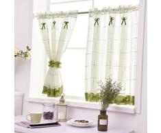 Yujiao Mao - Tenda per cucina a scorrimento in lino, con arricciatura., Misto cotone, verde, BxH 90x90cm