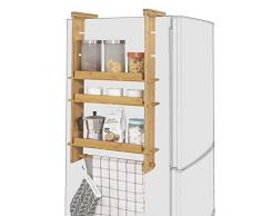 SoBuy Pensile legno cucina Portaoggetti da appendere, ripiani regolabile L42*P10*A73cm, marrone, KCR03-N