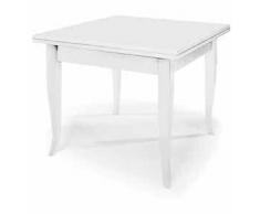 CasaPiù est 2019 Tavolo, arte povera, in legno massello e mdf con rifinitura in bianco opaco apertura a libro- Mis. 100x100