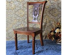 Luqifei Sedie da Pranzo di Legno Solido Sedia da Pranzo American Country Sedia Soggiorno Facile da Montare 2 Pezzi Cucina Sala da Pranzo Mobili (Color : Brown, Size : 52x50x106cm)