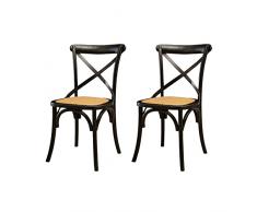 Biscottini 2 Sedie cucina legno 88x48x50cm | Sedia Thonet | Sedie sala da pranzo legno | Sedia cucina seduta Rattan