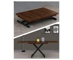 VOLERO, Tavolo Trasformabile Salvaspazio, Modello Ulisse Large, Meccanismo Saliscendi, Top in Legno Color Noce, Struttura in Acciaio Color Grigio Sabbiato.