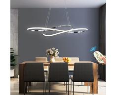 Lampadario soggiorno a sospensione, L100cm 48W Tavolo da Pranzo Cucina Lampadari LED Dimmerabile Con Telecomando Lampada a Sospensione Moderna Regolabile Altezza Ufficio Bagno Sala Soffitto Lampade