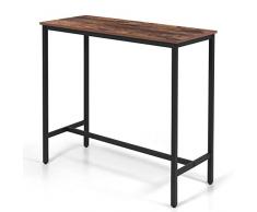 Feredery Tavolo da bar, tavolo da bar rettangolare , tavolo da , tavolo alto da pranzo per pub, in acciaio, facile montaggio, industriale