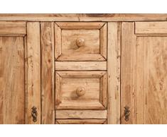 Biscottini Credenza Country in Legno massello di Tiglio Finitura Naturale 135x45x92 cm