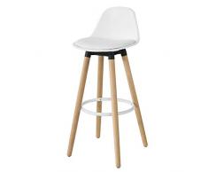 SoBuy Sgabello Bar Sgabello Cucina Alto Sedia Alto da Bar Altezza del Sedile: 70 cm Gambe in Legno Massiccio di faggio FST70-W (Bianco)