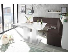 Mystylewood Olga - Panchina angolare con tavolo a colonna, colore marrone, imbottito, in ecopelle, facile da pulire, struttura in legno stabile, 196 x 142R