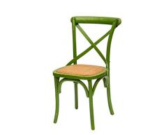 Way Home Store Sedia Cross Modello Thonet Sedia Cucina Sala da Pranzo in Olmo Verniciato Colore Verde 51x51x85 cm