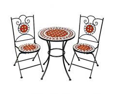 TecTake Set arredo giardino mosaico tavolo e sedie in ferro con terracotta ceramica