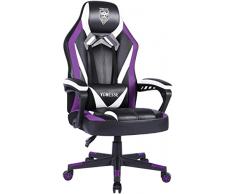 Viola Sedia Gaming Ergonomica, Sedia per Computer Comoda con Massaggio, Sedia da Gioco Grande e Alta per Adulti, Gioco Poltrona Schienale Alto con Braccioli, Sedia da PC Altezza Regolabile (Purple)