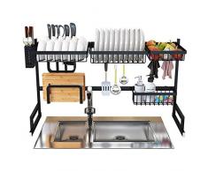 Scolapiatti da 95 cm, scaffale da cucina in acciaio inox per lavello, espositore per utensili da cucina