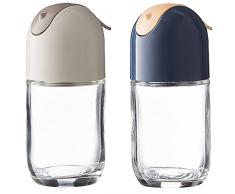 Greyoe Sale e Pepe, Sale e Pepe Set in Vetro, 2 Pezzi Sale e Pepe per cucina, tavolo da Pranzo, Esterno (Grigio e Blu)