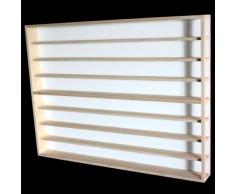 E43AL Elemento Vetrina parte sinistra (aperta a destra) con scanalature per modellismo scala H0 e N in legno di betulla, con 4 vetri di plexiglas, Dimensioni 100 x 75,5 x 10,5 cm, vetrinetta, bacheca