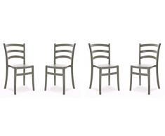 COLICO impilabile in poliprilene Adatta alla Sala da Pranzo, al Giardino o terrazzo. Sedia dalla Linea Classica rivisitata con Materiali e Colori Moderni, Polipropilene, Grigio Fango, unica