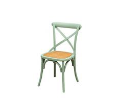 Biscottini Sedia Thonet in massello di Frassino e Seduta Rattan Finitura Celeste L48xPR52xH88 cm