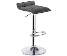 WOLTU BH33dgr-1 Sgabello da Bar Estetica Moderno Sedia Cucina Alta Imbottito Quadrato Poggiapiedi senza Schienale Braccioli Tessuto di Lino Cromato Altezza Regolabile Girevole 1 Pezzo Grigio Scuro