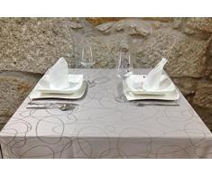 Tovaglia luxury, color argento, con trattamento anti-macchie, dimensioni grandi, design fantasia, argento, 6 NAPKINS 18 x 18" (45 x 45cm)