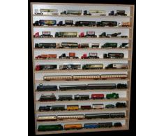 Alsino V92a Vetrina espositiva | 90 x 115 x 8,5 cm | in Legno di Betulla Non trattato | 12 Ripiani | 4 Ante plexiglass scorrevoli | con Guide | Modellismo | Collezionismo | Scala N e H0