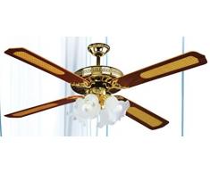 DCG VENTILATORE DA SOFFITTO 4 LUCI PALE LUCE LEGNO LAMPADA VE CRD 53 L