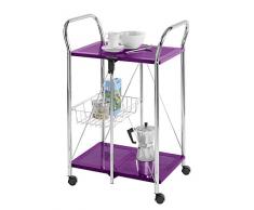 Wenko Carrello Cucina e Portavivande Sunny Pieghevole, Pannello Fibra di Legno Pressato, Metallo, 44 x 90,5 x 56,5 cm, Viola/Cromo, Lilla