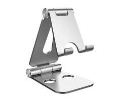 Simpeak Supporto Tablet, Universale Smartphone Stand Tavolo Regolabile Multi-Angolo Alluminio Porta Cellulare Compatibile con iPad, Holder Compatibile con Switch Lite, Dispositivi 4-10,Argento